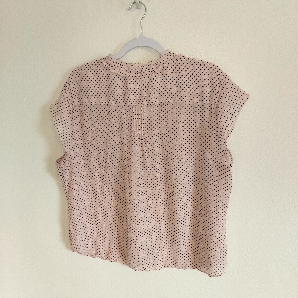 Worthington Cap sleeve blouse pink/black French girl Modern Coquette Soft Office - Picture 4 of 7